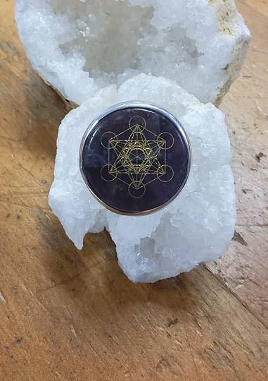 Sterling Silver Amethyst Metatron Star Ring size 8 image 0